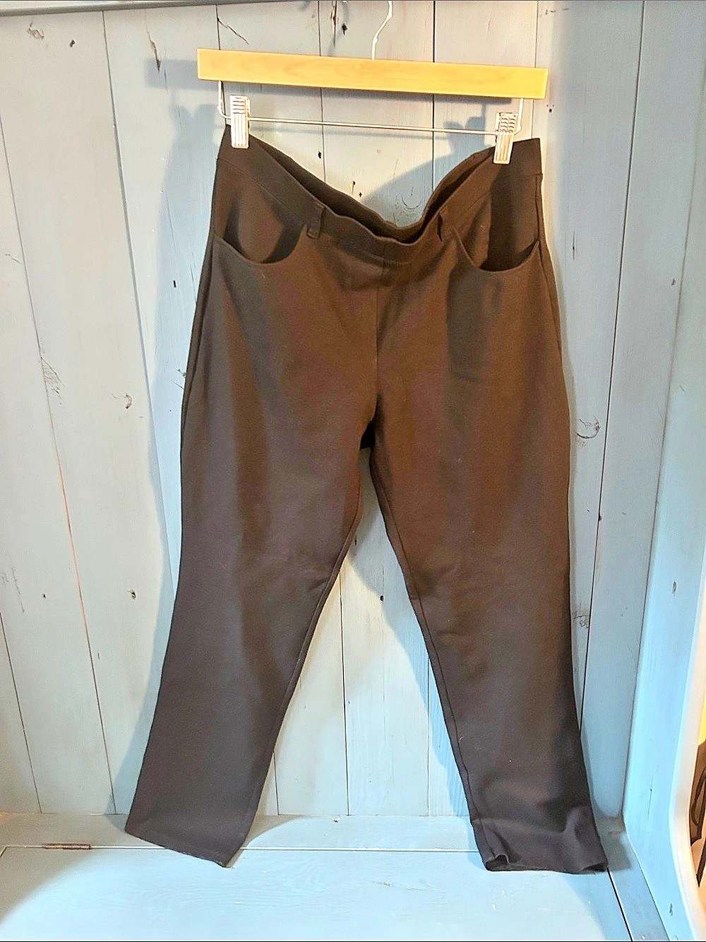 Quince Ultra-Stretch Ponte Straight Leg Pants in Black Size Large